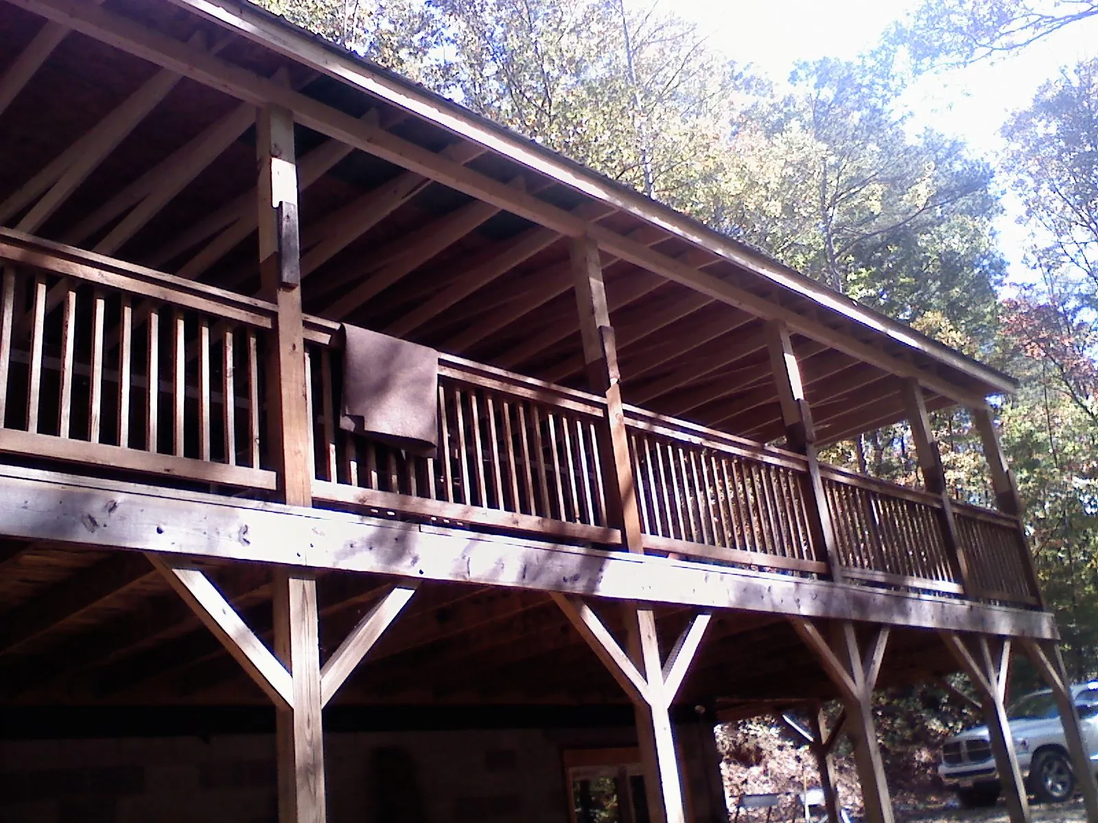 Timber framing under a new elevated porch and deck — Roof Leak Repair in Waldron by Roofing Brothers